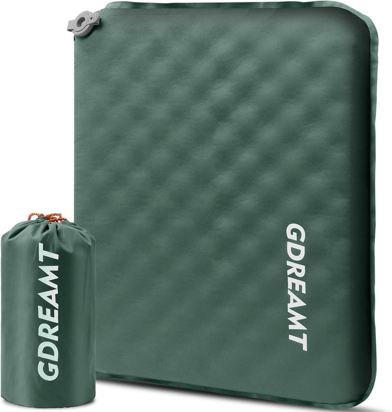 GDREAMT Inflatable Seat Cushion, Self-Inflating Memory Foam Stadium Seats Cushion Portable Camping Air-Foam Sitting Pad for Travel Airplane Car Bleachers Backpacking Office, Lightweight & Compact - Image 1